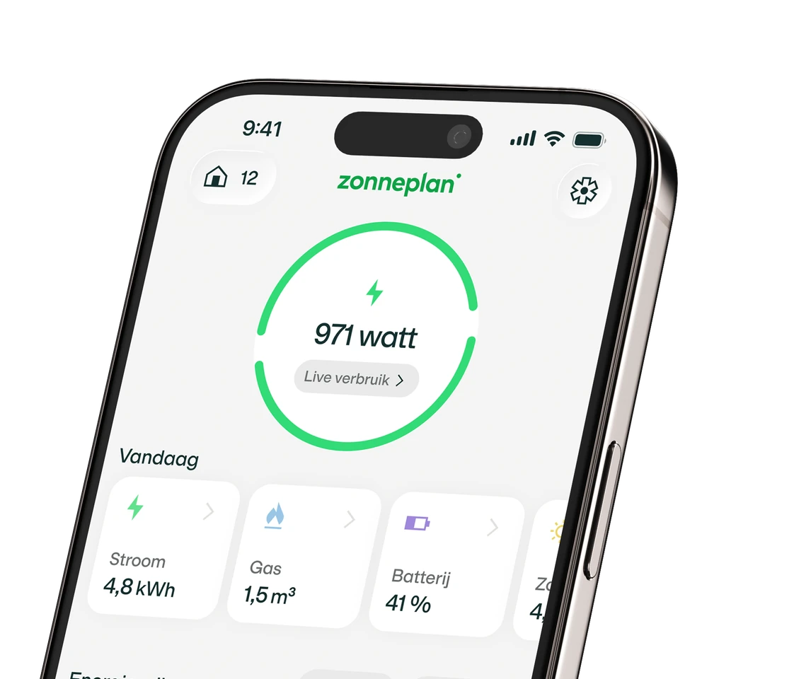 De Zonneplan-app toont het actuele verbruik en de energieprijzen per uur.