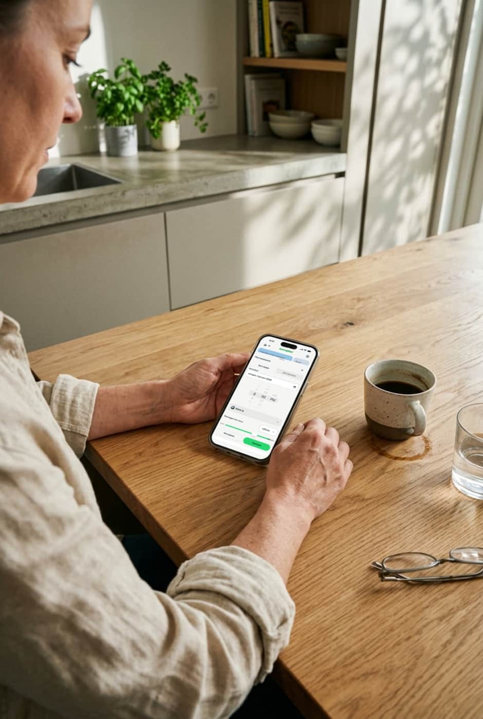 Persoon bekijkt de Zonneplan App